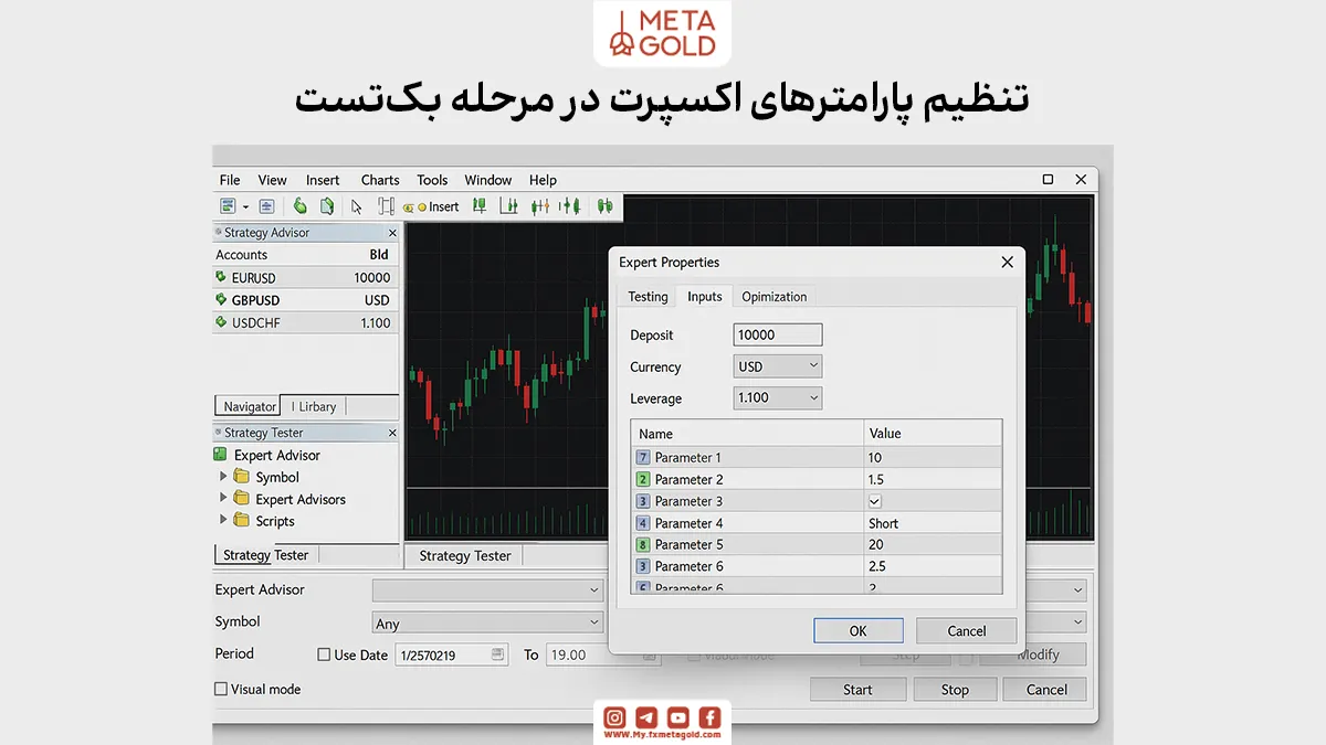 مرحله چهارم: تنظیم پارامترهای اکسپرت (Expert Properties)