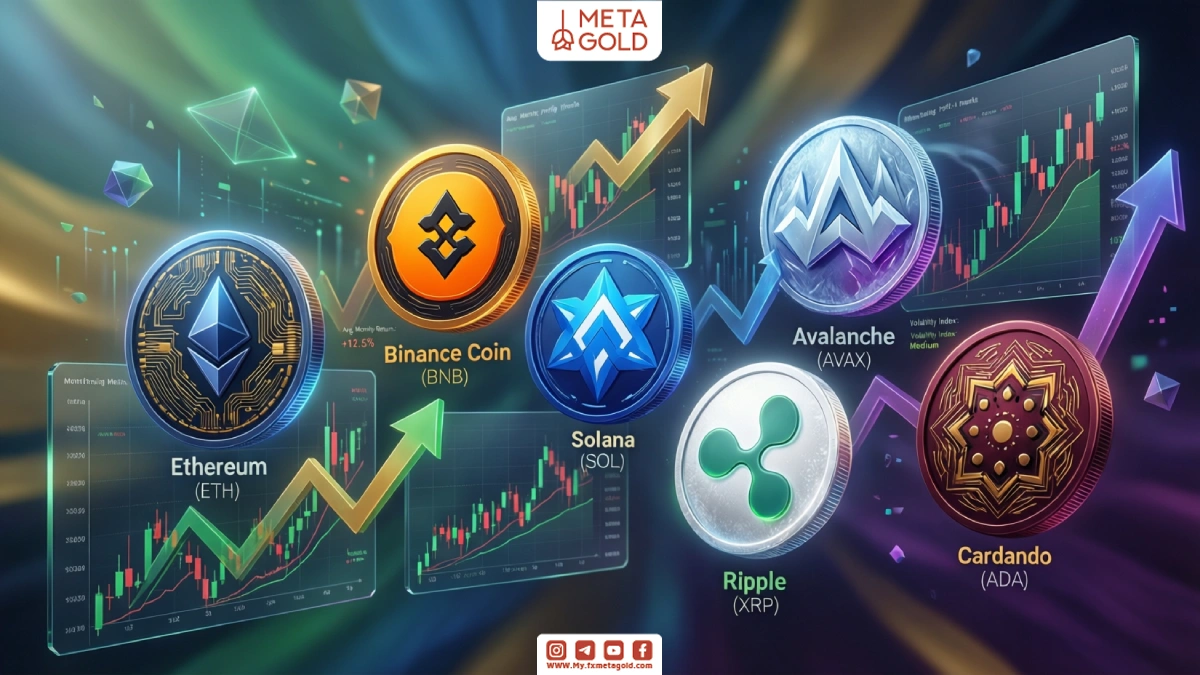 Best cryptocurrencies for monthly profits including ETH, BNB, SOL, AVAX, XRP and ADA with a focus on trends and medium-term growth