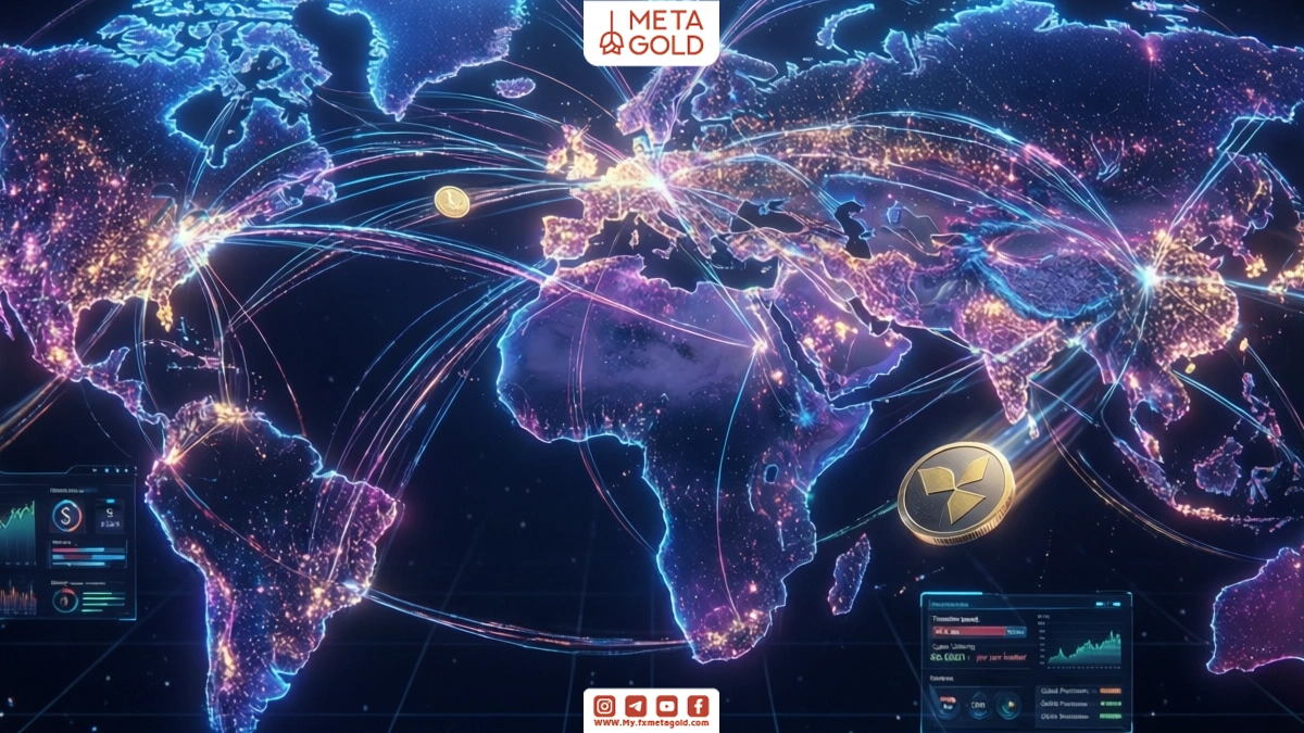 Ripple XRP, International Payment Network and Institutional Collaboration with Brilliant Blockchain Nodes and Global Infographic Digital Design