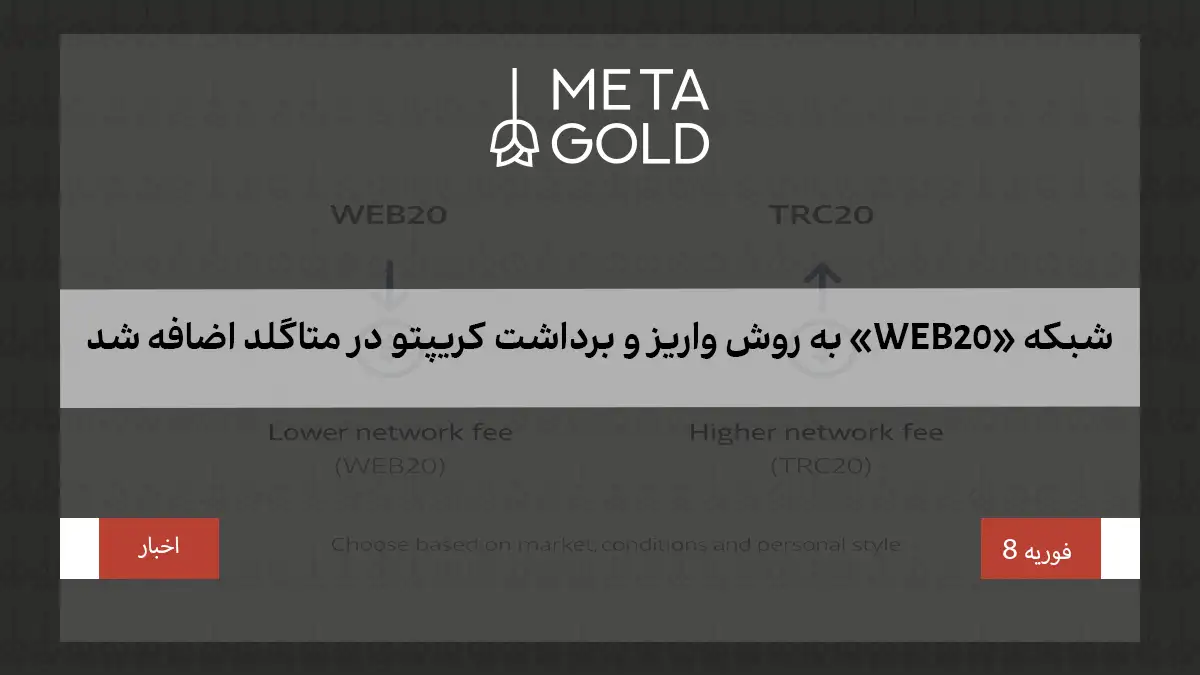 کارت مقایسه‌ای: WEB20 با کارمزد کمتر نسبت به TRC20 (طبق اعلام داخلی)